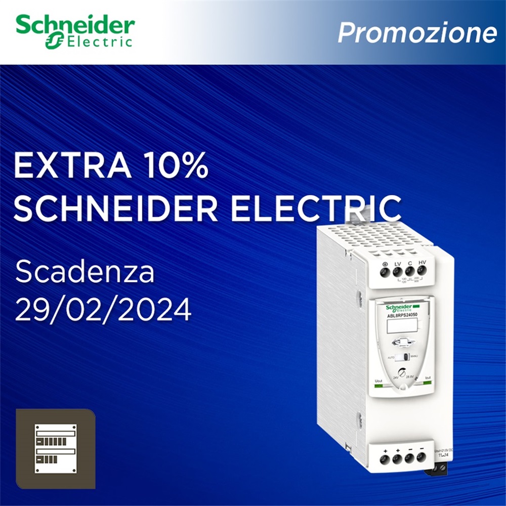 Extra 10% sulle famiglie ID, IV, PP, PE e IO a marchio Schneider Electric