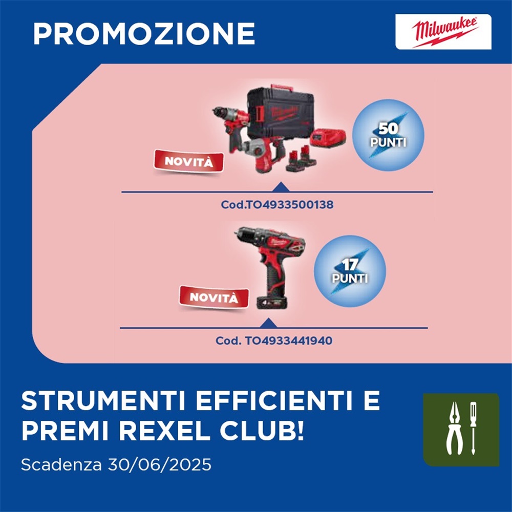 Milwaukee in promozione: strumenti efficienti e premi Rexel Club!
