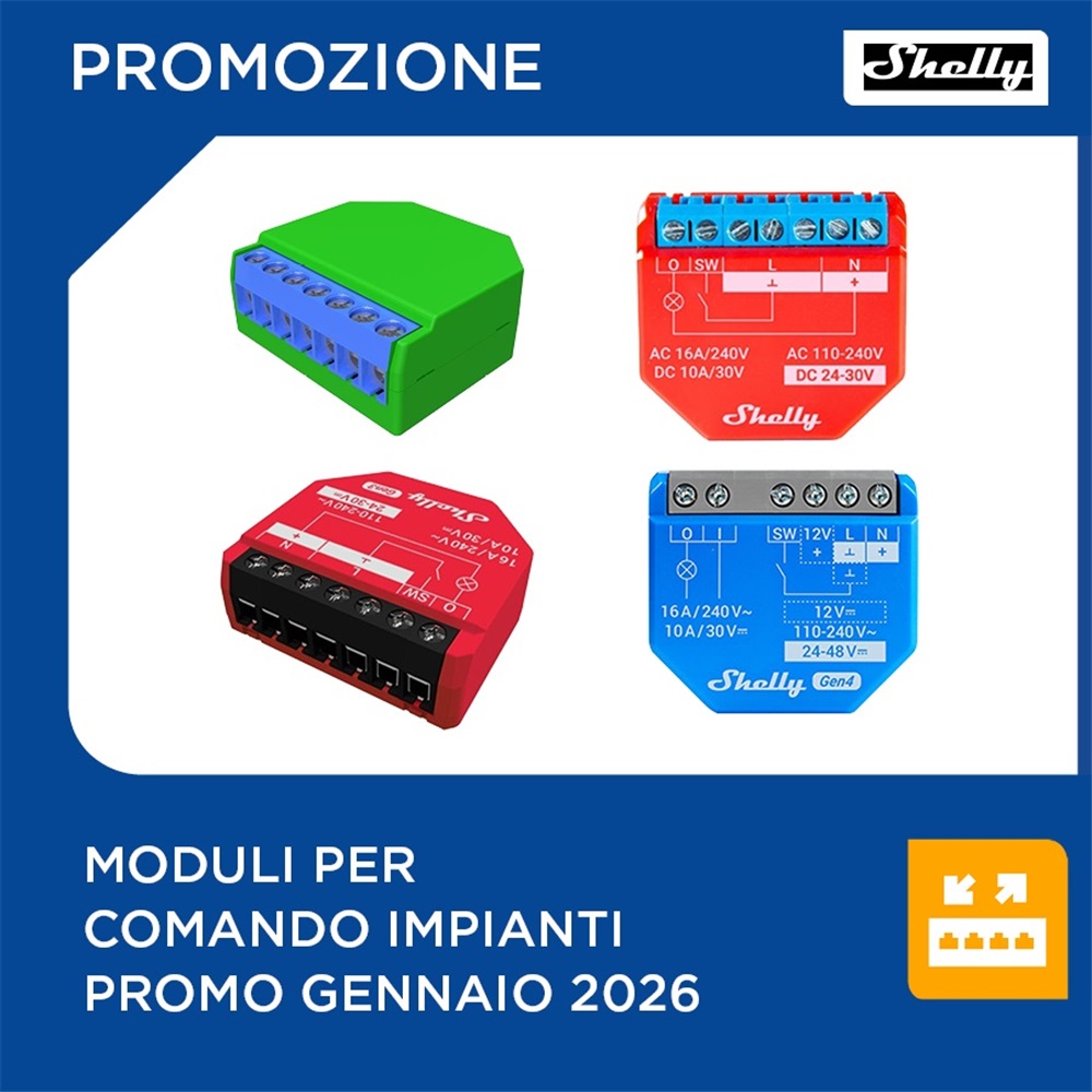 Shelly | Moduli per comando impianti promo gennaio 2026