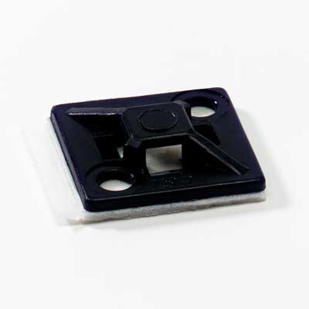 Base adesiva 4 vie nylon nero resistente UV per fissaggio cavi 19x19 mm