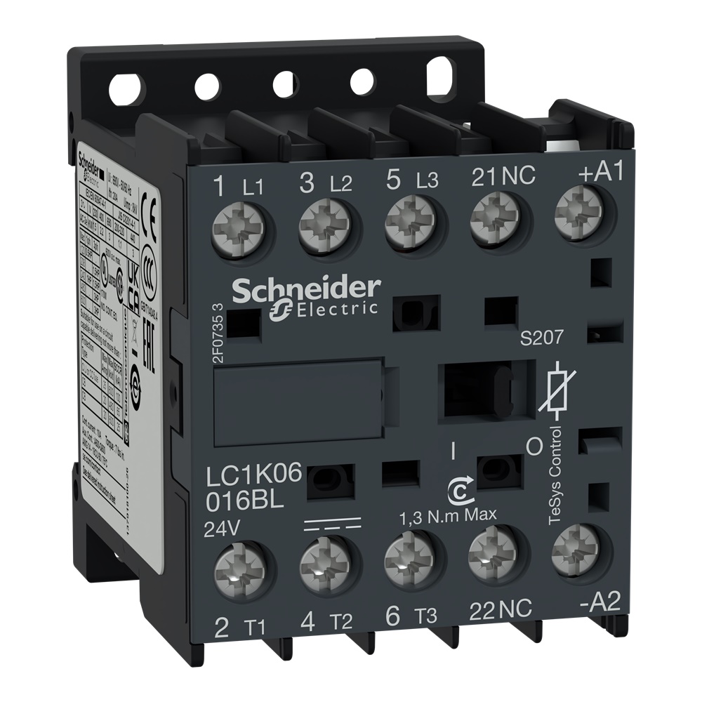 TeSys K contattore - 3P - AC-3 <= 440 V 6 A - 1 NC aux. - 24 V DC rail