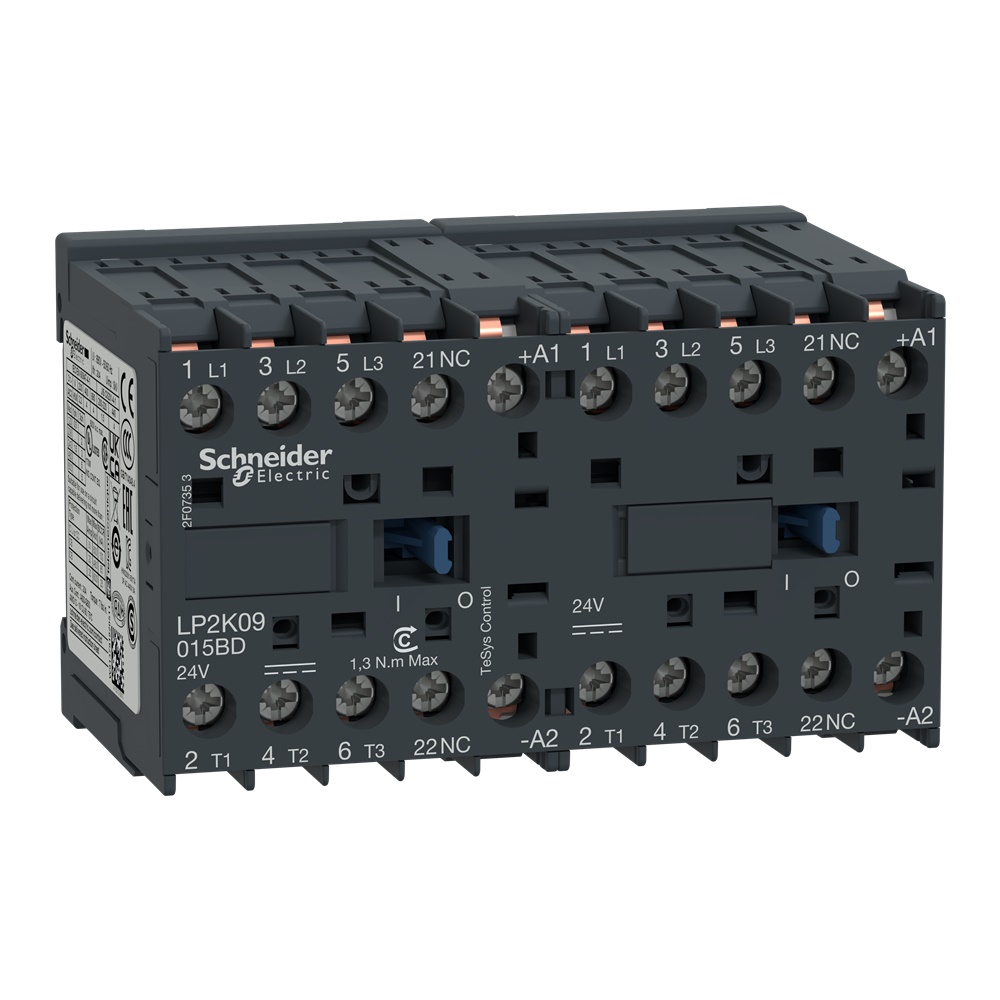 TeSys K reversing contactor - 3P - AC-3 <= 440 V 9 A - 1 NC - 24 V DC coil