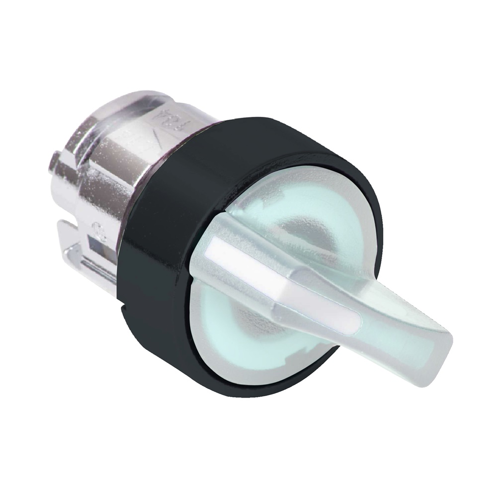 Testa selettore luminoso - 3 posiz. Ø22 - bianco- per LED universale - ghiera nera