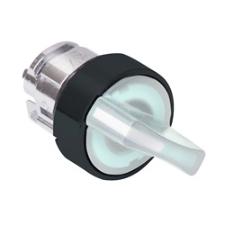 Testa selettore luminoso - 3 posiz. Ø22 - bianco- per LED universale - ghiera nera