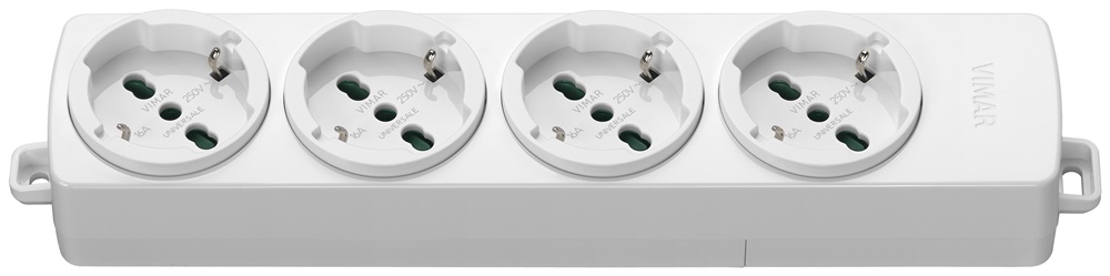 Presa multipla universale 4 uscite 16A 250V bianco uso domestico e ufficio