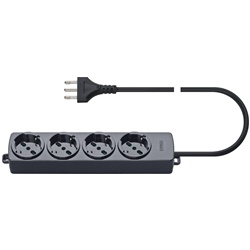 Presa multipla universale 4 uscite 16A 250V cavo 2m 3G1,5 nero uso domestico e ufficio