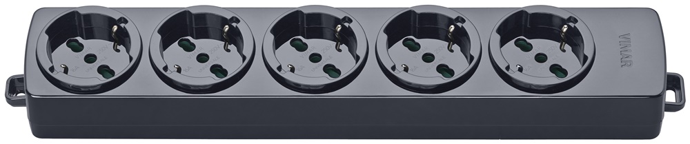 Presa multipla 5 uscite universale 16A 250V 3680W nero uso domestico e ufficio