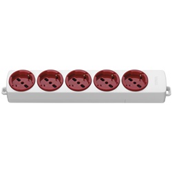 Presa multipla 5 uscite universale 2P+T 16A 250V 3680W rosso per uso domestico e ufficio