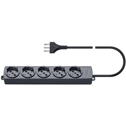 Presa multipla 5 uscite universale 16A 250V cavo 2m 3G1,5 nero uso domestico e ufficio