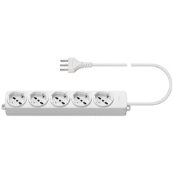 Presa multipla 5 uscite universale 16A 250V cavo 2m 3G1,5 bianco