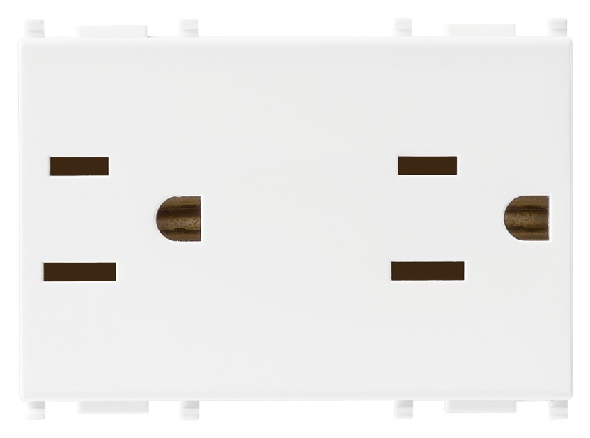 Prese 2P+T 15A 127V standard USA Arabia Saudita bianco 3 moduli