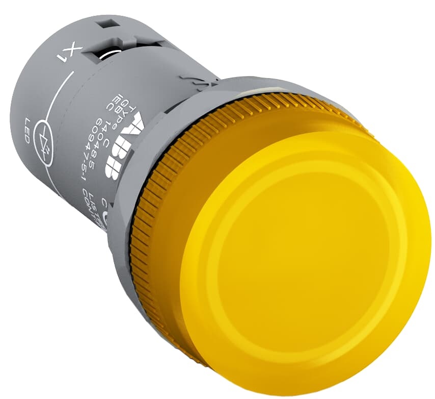 Lampada LED segnalatore giallo compatta 48-60V AC/DC per impianti elettrici