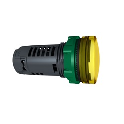 Lampada spia monoblocco gialla Ø22 con LED integrato 230Vac