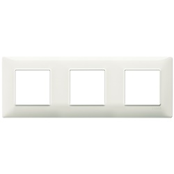 Placca 6 moduli (2+2+2) interasse 71 mm tecnopolimero avorio per installazioni elettriche interne