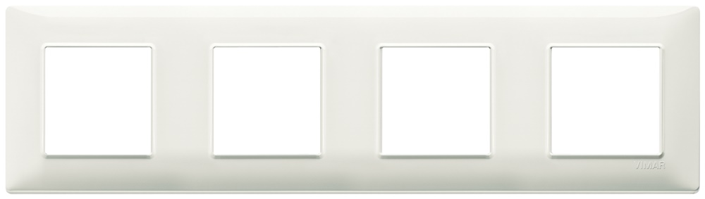 Placca 8 moduli (2+2+2+2) tecnopolimero avorio interasse 71 mm per impianti elettrici incasso