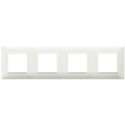 Placca 8 moduli (2+2+2+2) tecnopolimero avorio interasse 71 mm per impianti elettrici incasso