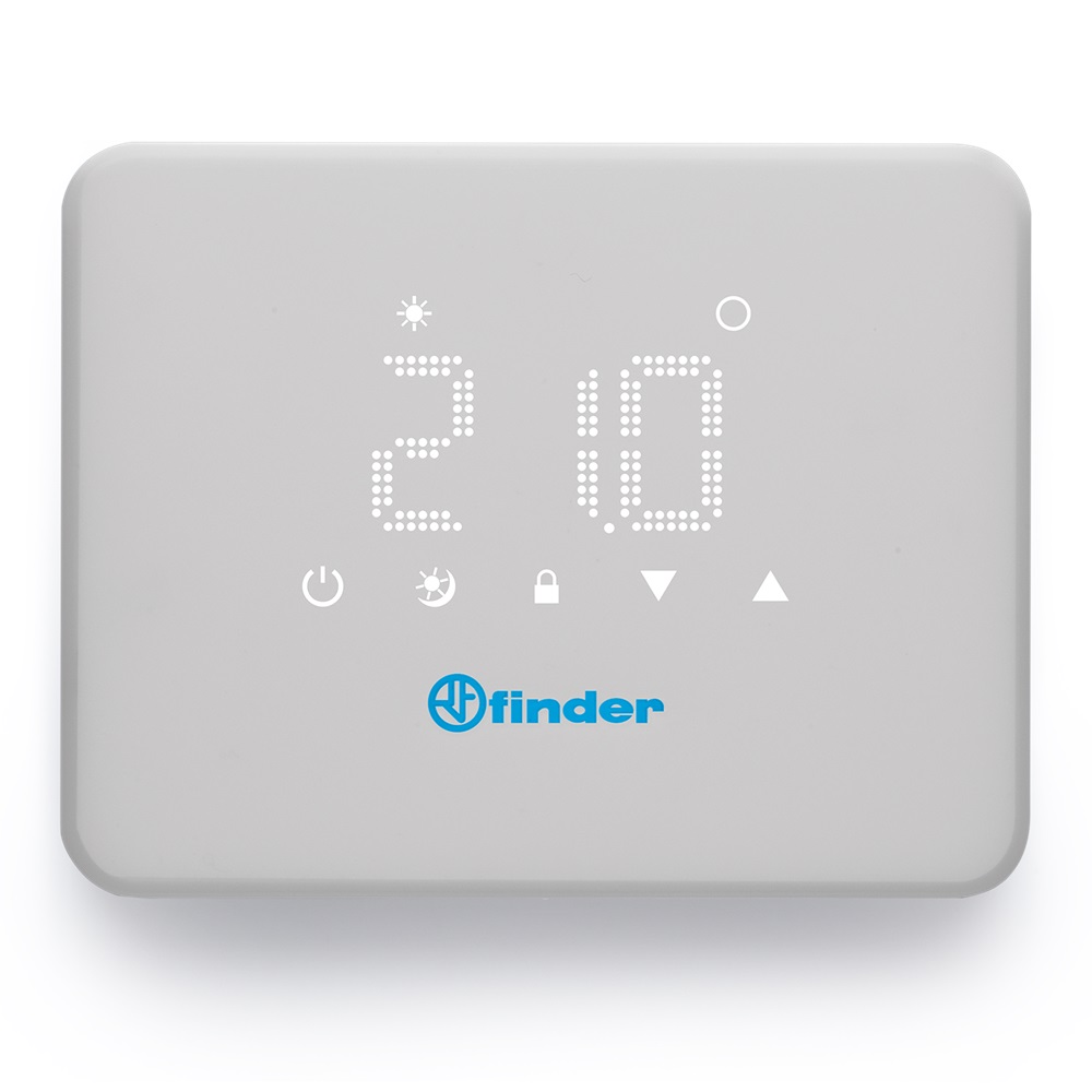 Termostato ambiente Bliss on/off bianco a parete con display digitale, controllo riscaldamento e raffrescamento, 2 fili, batteria, IP20, per uso residenziale e commerciale