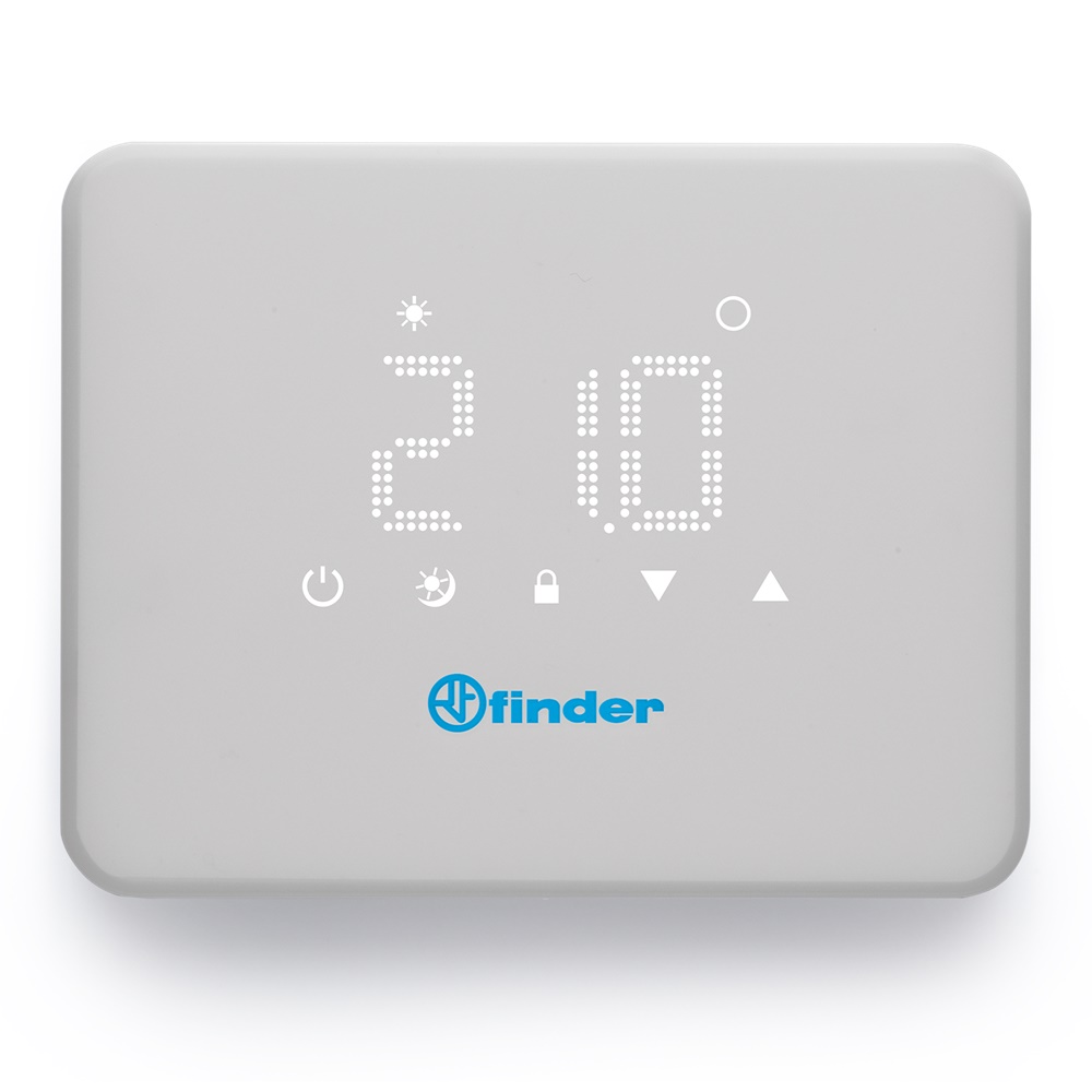 Termostato ambiente Bliss on/off bianco a parete con display digitale, controllo riscaldamento e raffrescamento, 2 fili, batteria, IP20, per uso residenziale e commerciale