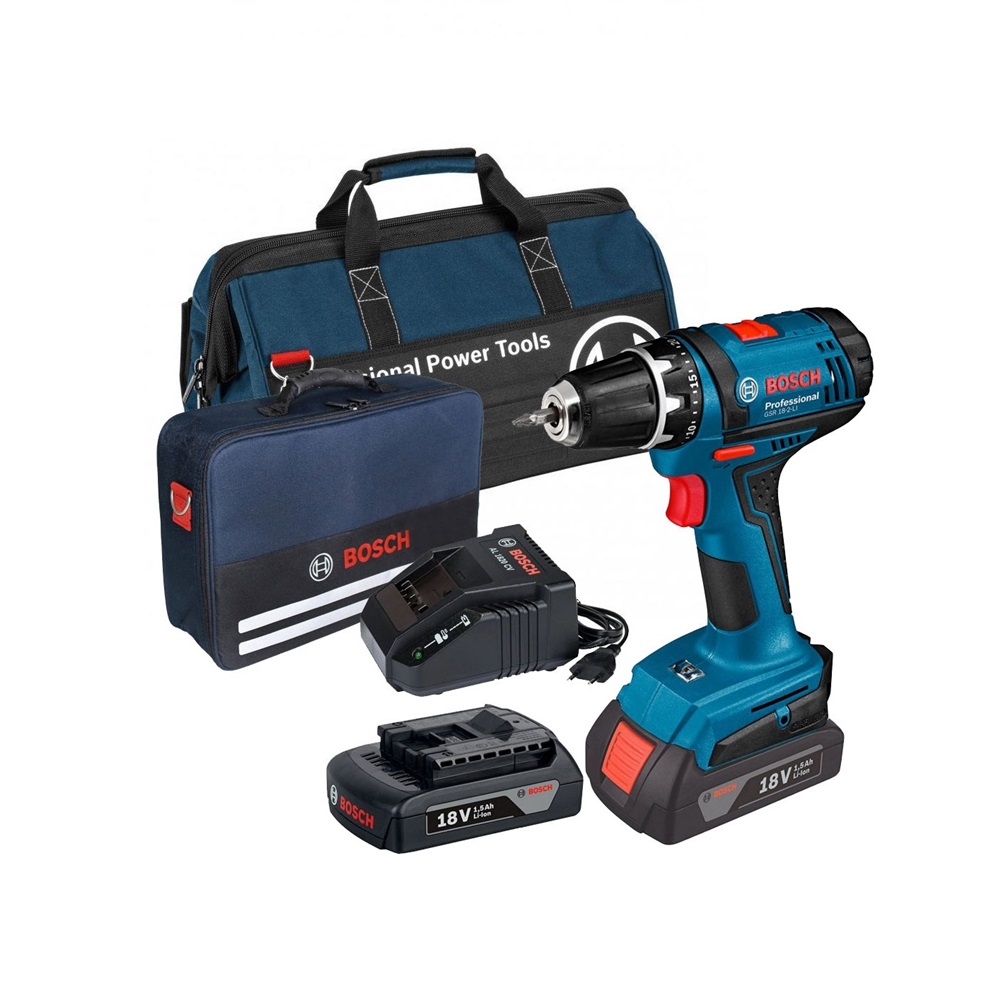 Trapano Avvitatore GSR 18-2 LI con 2 batterie Litio da 1,5 Ah e borsone Bosch