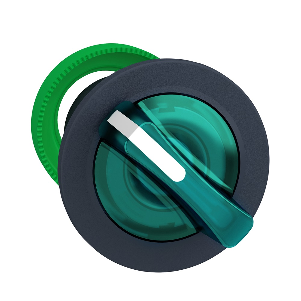 Testa selettore luminoso verde 2 pos Ø30 - filopannello  - per LED universale