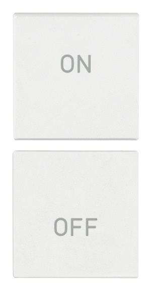 Due mezzi tasti intercambiabili 1 modulo simboli ON OFF bianco per impianti elettrici
