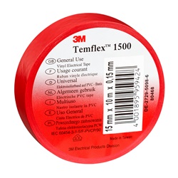 Nastro elettrico in PVC 3M™ Temflex™ 1500, Rosso 15mm x 25mt