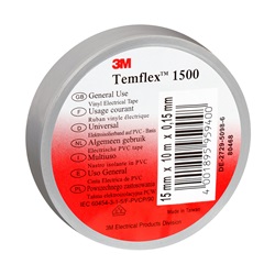 Temflex 1500 - Grigio  Nastro elettrico in PVC - Misure 15 x 25 x 0,15