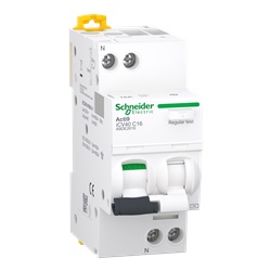 Interruttore modulare RCBO Acti9 iCV40 1P+N 16A 30mA tipo AC protezione cortocircuiti e sovraccarichi guida DIN