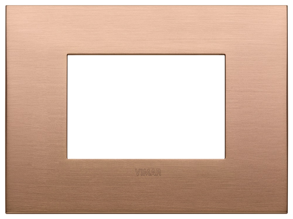 Placca Classic 3 moduli metallo rame spazzolato per impianti elettrici