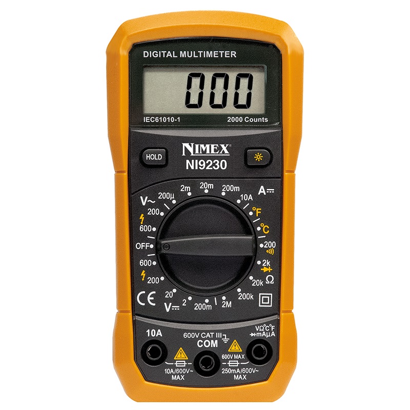 Multimetro digitale 3 1/2 cifre NI9230 compatto robusto per misure precise tensione corrente resistenza uso professionale e hobbistico