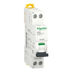 Interruttore magnetotermico Acti9 iC40N 1P+N C 10A 6000A protezione cortocircuiti e sovraccarichi per bassa tensione