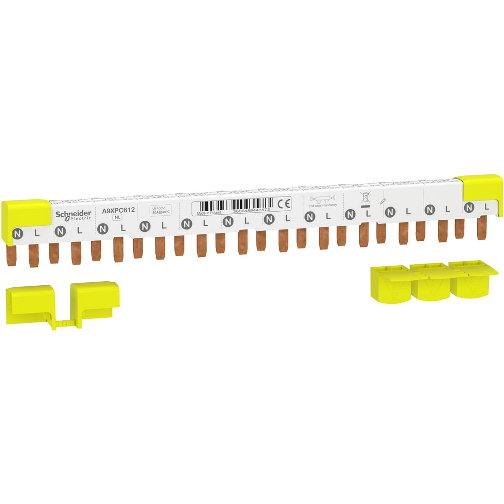 Pettine alimentazione orizzontale tagliabile 12 moduli 1P+N per installazioni N L Acti9 iC40