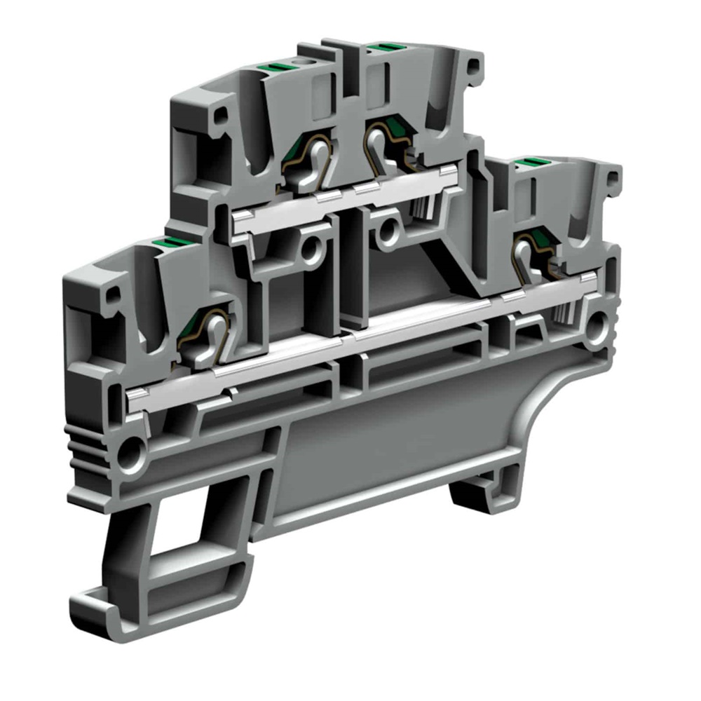 Morsetto EFD.2/GR push-in 2,5mm² doppio piano grigio per cablaggio elettrico rapido e sicuro