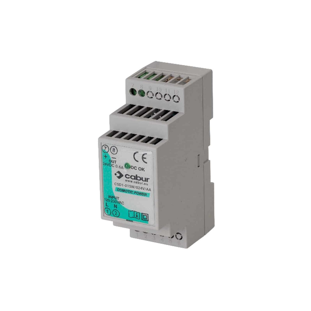 Alimentatore monofase compatto 24V DC 0,6A ingresso 120-230V per dispositivi elettrici