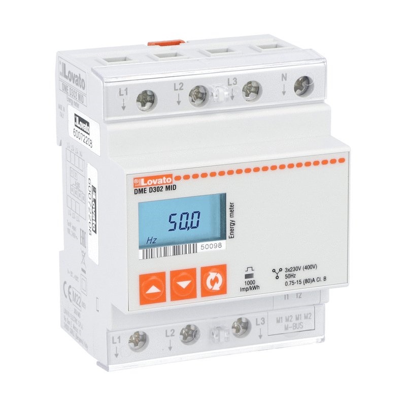 Contatore energia trifase 80A 4U M-Bus omologato MID inserzione diretta multimisura