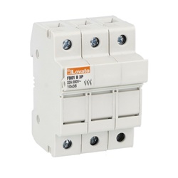 Portafusibili sezionabili 3 poli 10x38mm 32A 690VAC base senza indicatore luminoso 3 moduli
