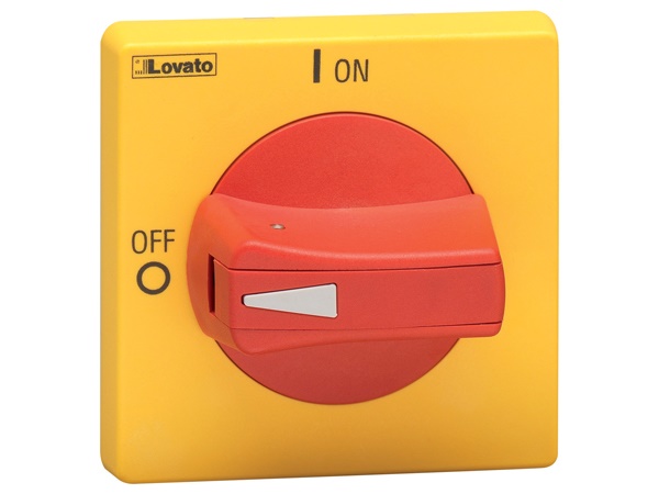 Maniglia blocco porta selettore sporgente lucchettabile IP65 giallo/rosso per quadro elettrico