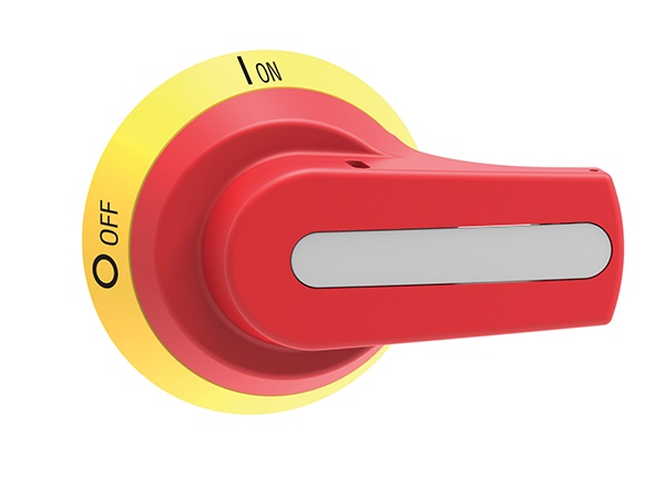 Maniglia bloccopporta leva 65mm giallo/rosso sblocco IP66 IP69K NEMA 4X per quadri elettrici industriali