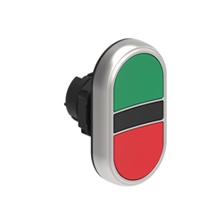 Pulsanti doppi rasati Ø22mm plastica cromata verde rosso serie Platinum impulso per comando industriale