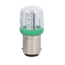 Lampada LED verde attacco BA15D 24VAC/DC segnalazione industriale
