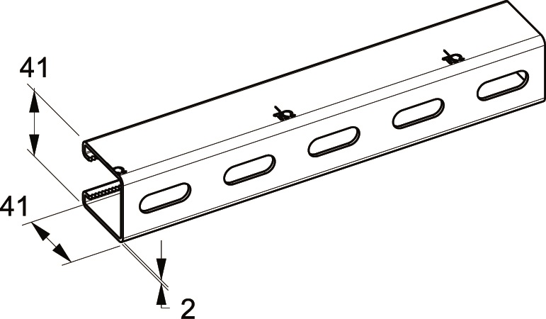 Profilo Sendzimir ASO 41x41 mm spessore 2 mm acciaio forato per installazioni elettriche lunghezza 6 metri