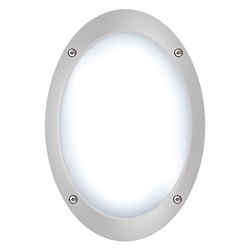 Applique plafoniera ovale grigia policarbonato antiurto IP66 E27 per esterno