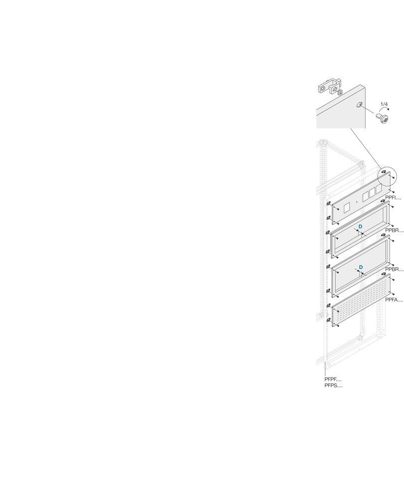 Pannello cieco rientrato dimensioni 200x800 mm per applicazioni incassate