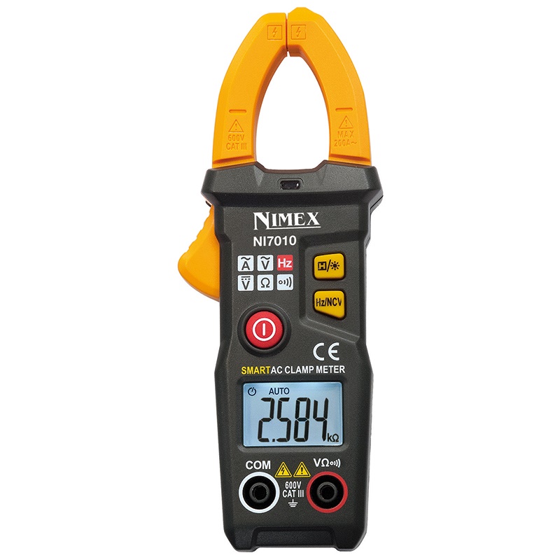 Pinza amperometrica digitale NI7010, misurazioni precise correnti alternate e continue, display chiaro, sicurezza professionale impianti elettrici