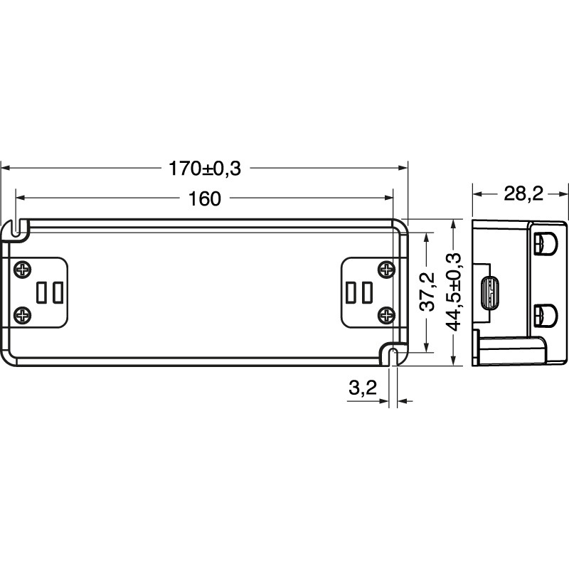 Driver LED slim 60W 12Vcc morsetti installazione semplice illuminazione industriale e commerciale