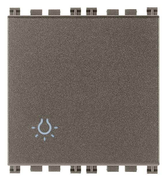 Pulsante 1P NO 10A 2 moduli luce illuminabile Metal per impianti elettrici