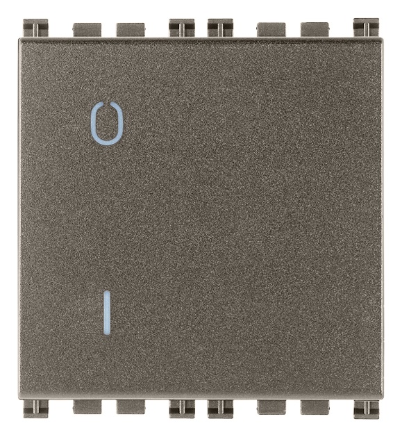 Interruttore 2P 16AX 2 moduli Metal illuminabile per impianti elettrici domestici