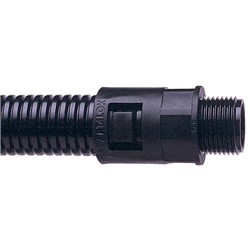 Raccordo diritto fisso M25 filettatura esterna 21mm PA66 nero per impianti elettrici industriali