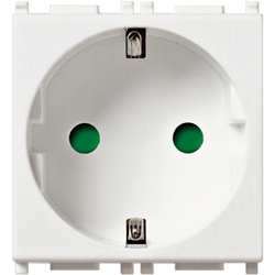Presa SICURY 2P+T 16A 250V antibatterica bianco 2 moduli standard tedesco