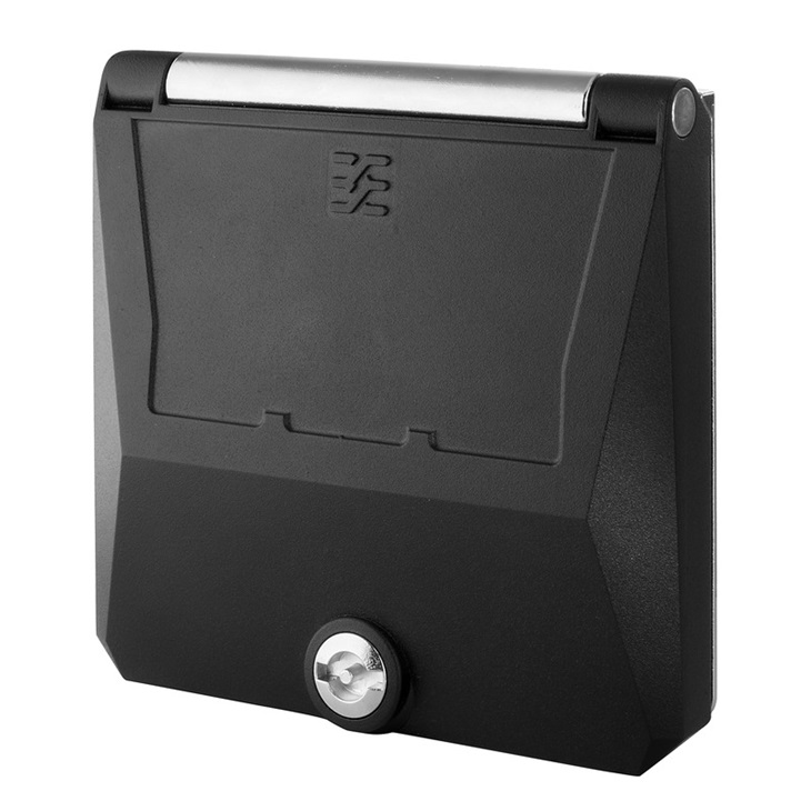 Custodia portacomponenti nera IP65 resistente urti con chiusura a chiave per installazioni industriali